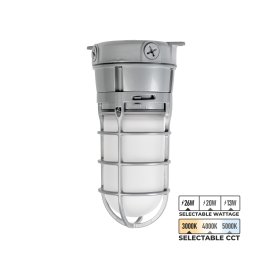 Vapor Tight LED Jelly Jar Light - Caged Ceiling Light - Selectable Wattage and CCT - up to 2,990 Lumens - 26W / 20W / 13W - 3,000K / 4,000K / 5,000K