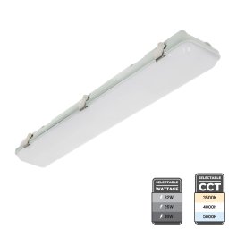 TCP 2’ Vapor Tight LED Linear Strip Light Fixture - Selectable Wattage and CCT - Up to 4,200 Lumens