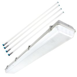 T8 Vapor Tight LED Linear Fixture with 4 T8 Tubes - Industrial LED Light - 4' Long