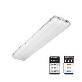 4ft Vapor Tight LED Linear High Bay - Selectable Wattage and CCT - Up to 600W MH Equivalent - Up To 32,000 Lumens - 155W / 185W / 200W - 3500K / 4000K / 5000K