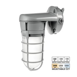 Vapor Tight LED Jelly Jar Light - Caged Wall Light - Selectable Wattage and CCT - up to 2,990 Lumens - 26W / 20W / 13W - 3,000K / 4,000K / 5,000K