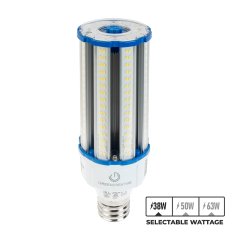 Green Creative 63W HID LED Retrofit Bulb - Post Top Lamp - EX39 Base - Selectable Wattage - Up To 8,190 Lumens - 277V - 38W / 50W / 63W - 5000K