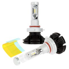 9005 LED Fanless Headlight/Fog Light Conversion Kit with Adjustable Color Temperature and Compact Heat Sinks - 5,000 Lumens/Set