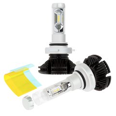 9006 LED Fanless Headlight/Fog Light Conversion Kit with Adjustable Color Temperature and Compact Heat Sinks - 5,000 Lumens/Set - Natural White