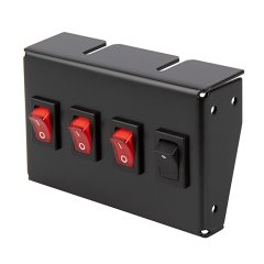 3-Position LED Rocker Switch Panel with Momentary Switch - DC Distribution Switch Panel - 12 VDC - 30 Amps