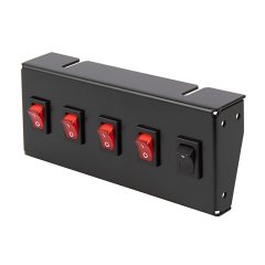 4-Position LED Rocker Switch Panel with Momentary Switch - DC Distribution Switch Panel - 12 VDC - 40 Amps