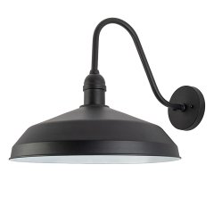 20W Black LED Gooseneck Barn Light - 15.6” Shade - 1500 Lumens - 3000K / 4000K