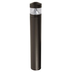 Round LED Bollard Light with Architectural Bevel Edge - Cone Reflector - Dark Bronze Finish - 20W - 3000K / 4000K