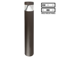 Round LED Bollard with Selectable Wattage and CCT - Bronze Finish - Cone Reflector - 12W / 16W / 22W - 3000K / 4000K / 5000K