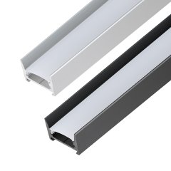 Silver and black MICRO-HG aluminum channel with optional frosted lenses