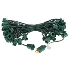 50' C7 Christmas Light Stringer - 50 Sockets - Green Wire - Green