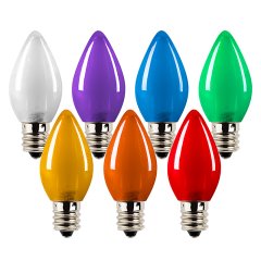 C7 LED Bulbs - Multicolor Opaque Replacement Christmas Light Bulbs - 4 Lumens