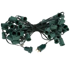 50' C9 Christmas Light Stringer - 50 Sockets - Green Wire