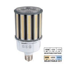 LED Corn Bulb - Selectable Wattage and CCT - EX39 Mogul Screw Base - Up To 13,500 Lumens - 63W / 80W / 100W - 3000K / 4000K / 5000K - 320W MH Equivalent