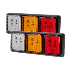 LED Truck and Trailer Rear Combination Lamps - Stop / Turn / Tail / Reverse Lights - Pair 