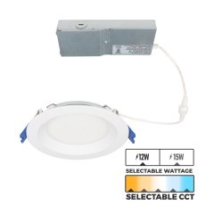 Lightolier 6 in. Canless Downlight - Selectable Wattage - Selectable CCT - 75W Incandescent Equivalent - Up to 1,100 Lumens - White Finish - 13W / 15W -  2700K / 3000K / 3500K / 4000K / 5000K