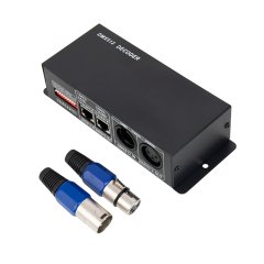 LED DMX512 Decoder - 3 Channel - 8 A/CH - 12-24 VDC  with included Male and Female XLR3 connectors