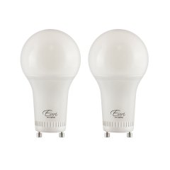 Euri Lighting A19 LED Bulb - 8W - GU24 Base - Dimmable - 60W Incandescent Equivalent - 2-Pack - 2700K / 3000K / 4000K / 5000K