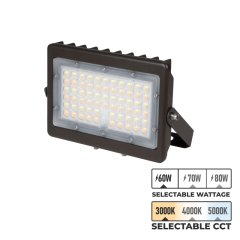 80W / 70W / 60W LED Flood Light - CCT and Wattage Selectable - Yoke Mount - Up To 11,600 Lumens - 3000K / 4000K / 5000K