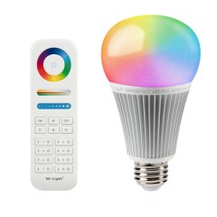 A19 MiLight RGB+tunable white smart bulb with optional RF remote control