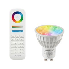 GU10 MiLight RGB+tunable white smart LED bulb with optional RF remote