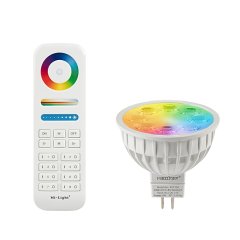 MR16 MiBoxer RGB+Tunable White Smart LED Bulb - Hubless - 4W - 35W Equivalent - 280 Lumens - Optional RF Remote