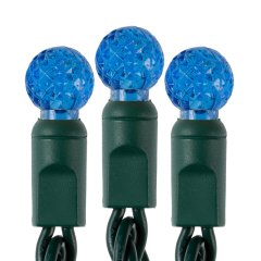 Round LED Christmas String Lights - 25ft - 50 Mini G12 Bulbs - Green Wire