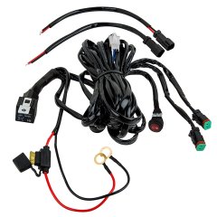 LED Light Wiring Harness with Relay and Weatherproof Switch - Dual Output - DT Connector