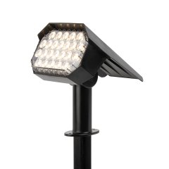 LED Solar Spot Light - Dusk-to-Dawn Photocell - 30-Degree Beam Angle - Stake Included - 3000K