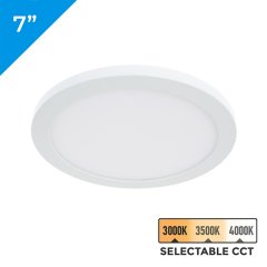 7" LED Low Profile Downlight with Selectable CCT - 15W Flush Mount Ceiling Light - 1,050 Lumens - Dimmable