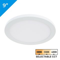 9” LED Low Profile Downlight with Selectable CCT - 18W Flush Mount Ceiling Light - 1,260 Lumens - Dimmable