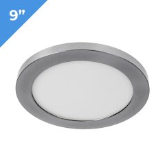 9" LED Downlight - Satin Nickel Magnetic Trim - 18W Flush Mount Ceiling Light - 100W Incandescent Equivalent - Dimmable - 1,440 Lumens - 3000K / 4000K