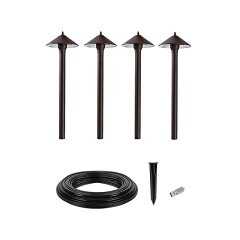 LED Landscape Lighting Expansion Kit - 4 Cone Shade Path Lights