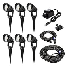 G-LUX Series Landscape Lighting Kit - 6 Spotlights - Low Voltage Transformer - Plug and Play