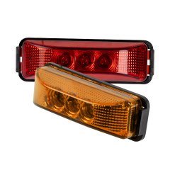 Pair of amber or red rectangular 3-LED truck clearance or side marker lights