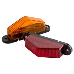 Rectangular LED Truck and Trailer Lights - 3-1/2” LED Side Clearance Lights with Peak Lens - Pigtail Connector - Surface Mount - 6 LEDs