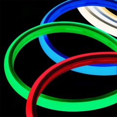 Flexible LED neon strip light - 5m top bend LED tape lights in red, green, blue, and white