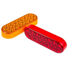 Oval LED Truck and Trailer Lights - 6" Stop / Turn / Tail Lights - 3-Pin Connector - Flush Mount - 24 LEDs