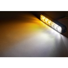 Grille and Surface Mount LED Strobe Light Head - 18 Watt - Amber/White