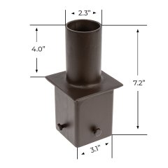2-3/8” Round Tenon Adapter for 4” Square Poles – (1) Vertical Tenon