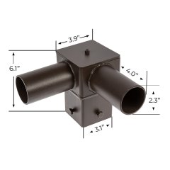 Tenon Adapter for 4” Square Poles - (2) Horizontal 90° Tenons