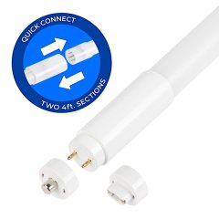 42W 8ft T8 LED Tubes - NSF Certified - Two 4ft Sections - Double-Ended LED Tube - Hybrid Type A+B Ballast Compatible / Ballast Bypass - 4000K
