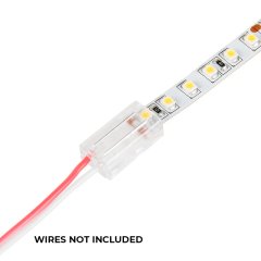 Solderless Clamp-On LED Strip Light to Pigtail Adaptor - 8mm Single Color Strips - 22 AWG