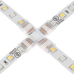 Solderless Clamp-On Cross Connector for 12mm RGB + CCT LED Strip Lights
