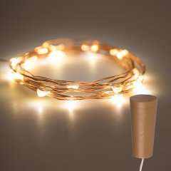 Wine Bottle LED Fairy Lights - Cork Shaped Battery Operated LED Lights with Copper Wire - 6.5ft