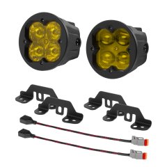 3" LED Pod Light Kit for Jeep JK / JL / JT - 20W Round Off-Road Lights with Steel Brackets - Yellow Lens - 2,000 Lumens