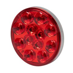 Round LED Truck and Trailer Lights - 4" Stop / Turn / Tail Lights - Flush Mount - 12 LEDs - Red