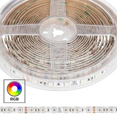 5050 RGB LED Strip Light - Custom Length Tape Light - 24V - IP20 - 18 LEDs/ft