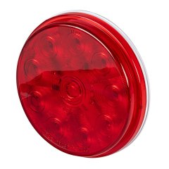 Round LED Truck and Trailer Lights - 4" Stop / Turn / Tail Lights - 3-Pin Connector - Flush Mount - 10 LEDs - Red