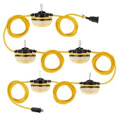 55W LED Temporary String Work Light - 50' Run - 7500 Lumens - 5000K